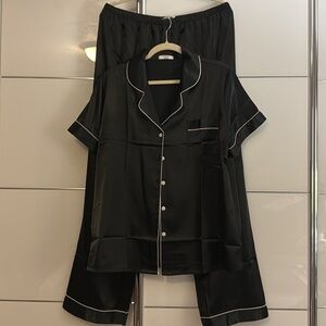 Adorable comfortable black silk pajama set